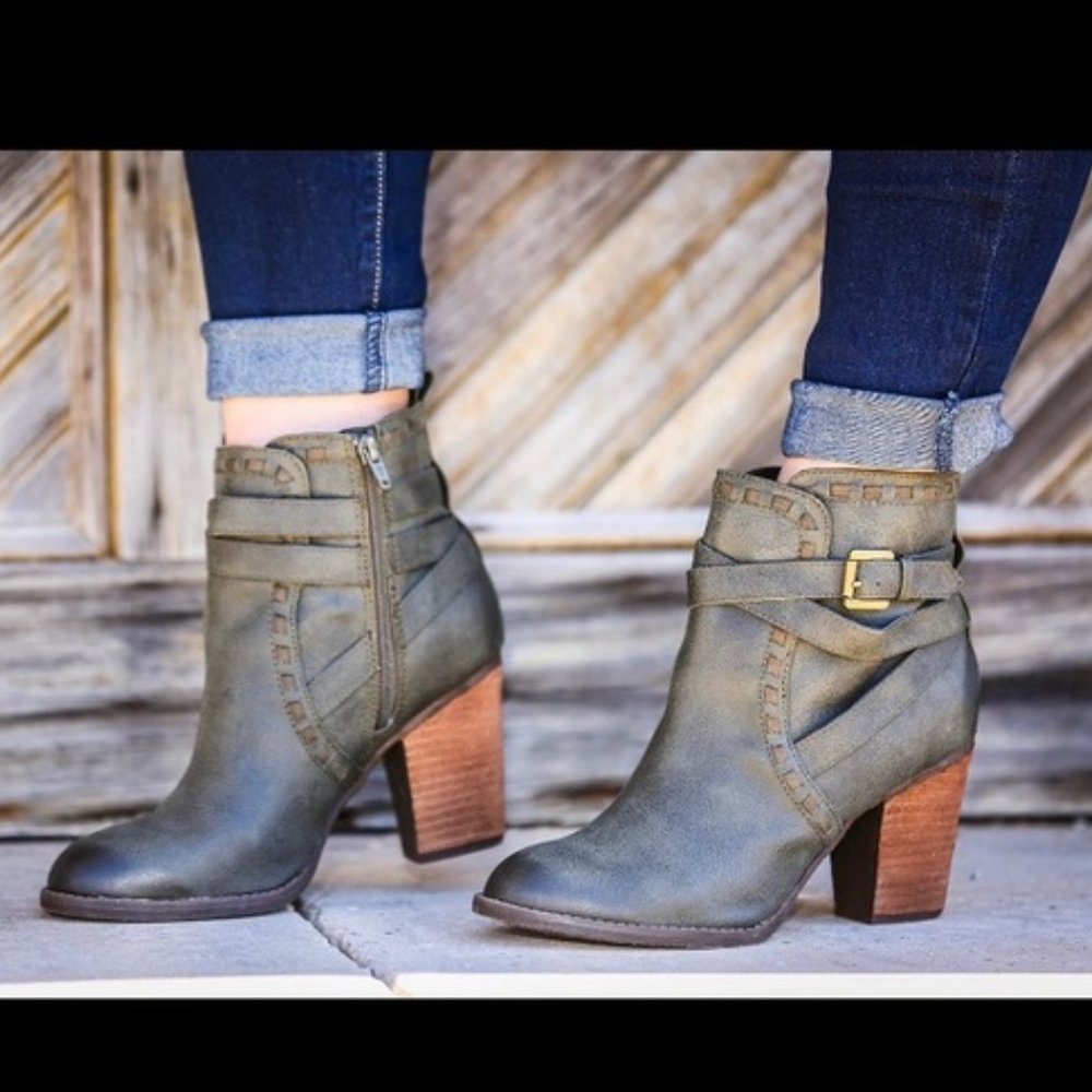 Not Rated Violeta Strappy Ankle Bootie Dark Green